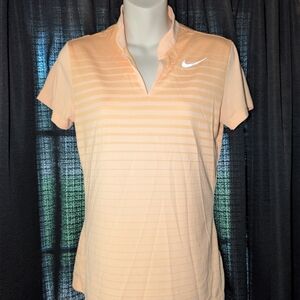 Nike Women's Light Orange Striped Short Sleeve Tee